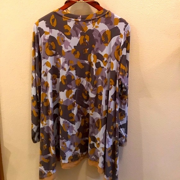 LOGO by Lori Goldstein Printed Button Front Knit Cardigan Size 1X - Picture 4 of 12